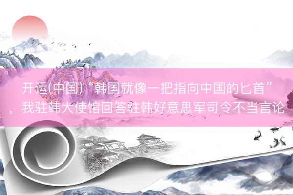 开运(中国) “韩国就像一把指向中国的匕首”，我驻韩大使馆回答驻韩好意思军司令不当言论