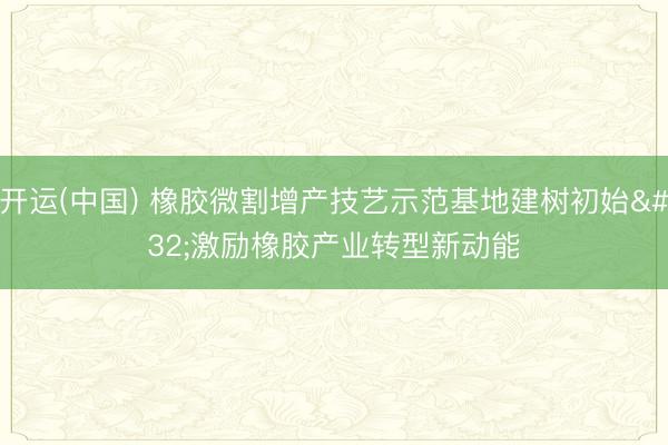 开运(中国) 橡胶微割增产技艺示范基地建树初始 激励橡胶产业转型新动能